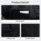 MAXYOYO Adjustable Floor Sofa Couch with 2 Pillows, Multi-Functional Bean Bag Bed, 5-Position Foldable Lazy Sofa Sleeper Bed with Armrest, Versatile Floor Seating for Reading, Black, Double