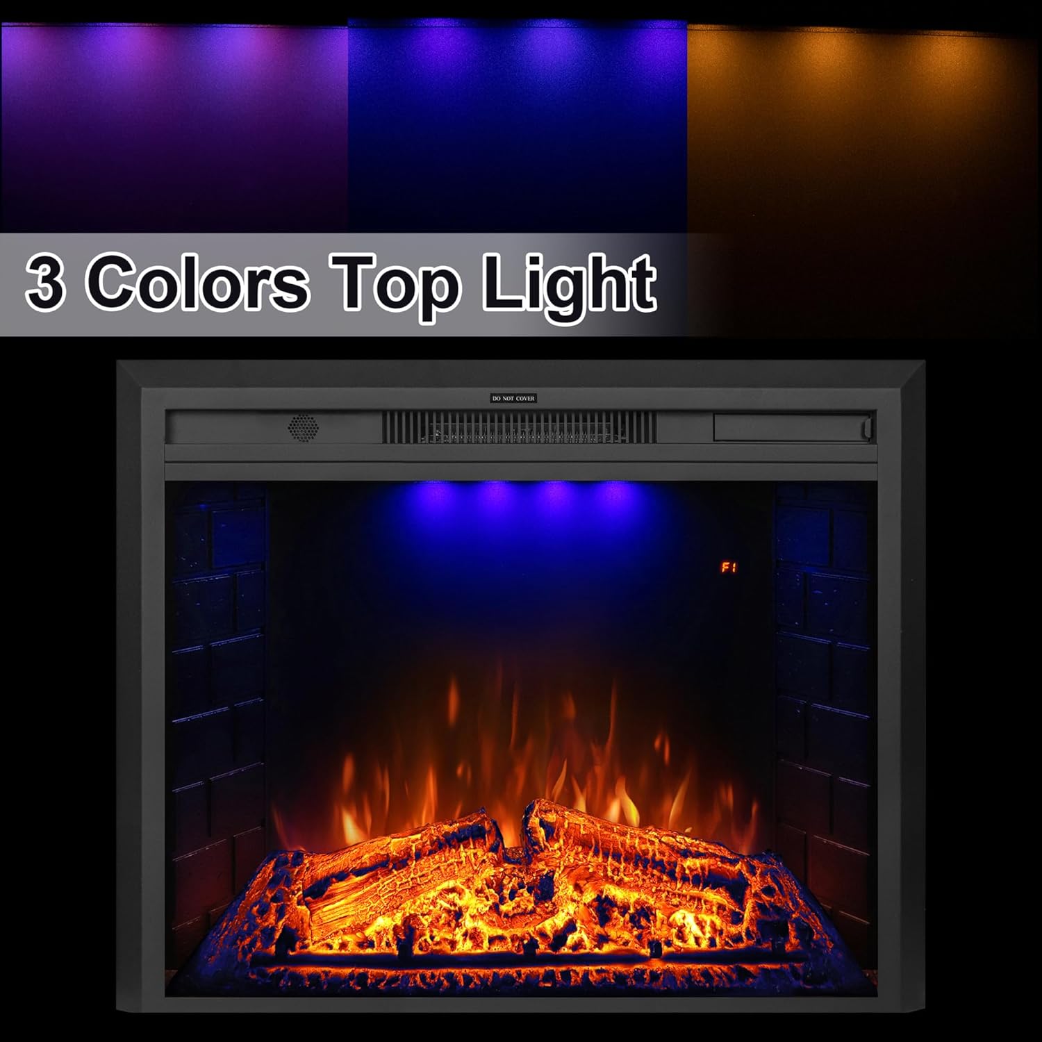 36 inch Electric Fireplace, Wall Fireplace Electric with Remote Control, Realistic Log and Crackling Sound, Overheating Protection and Timer, 750/1500W Black