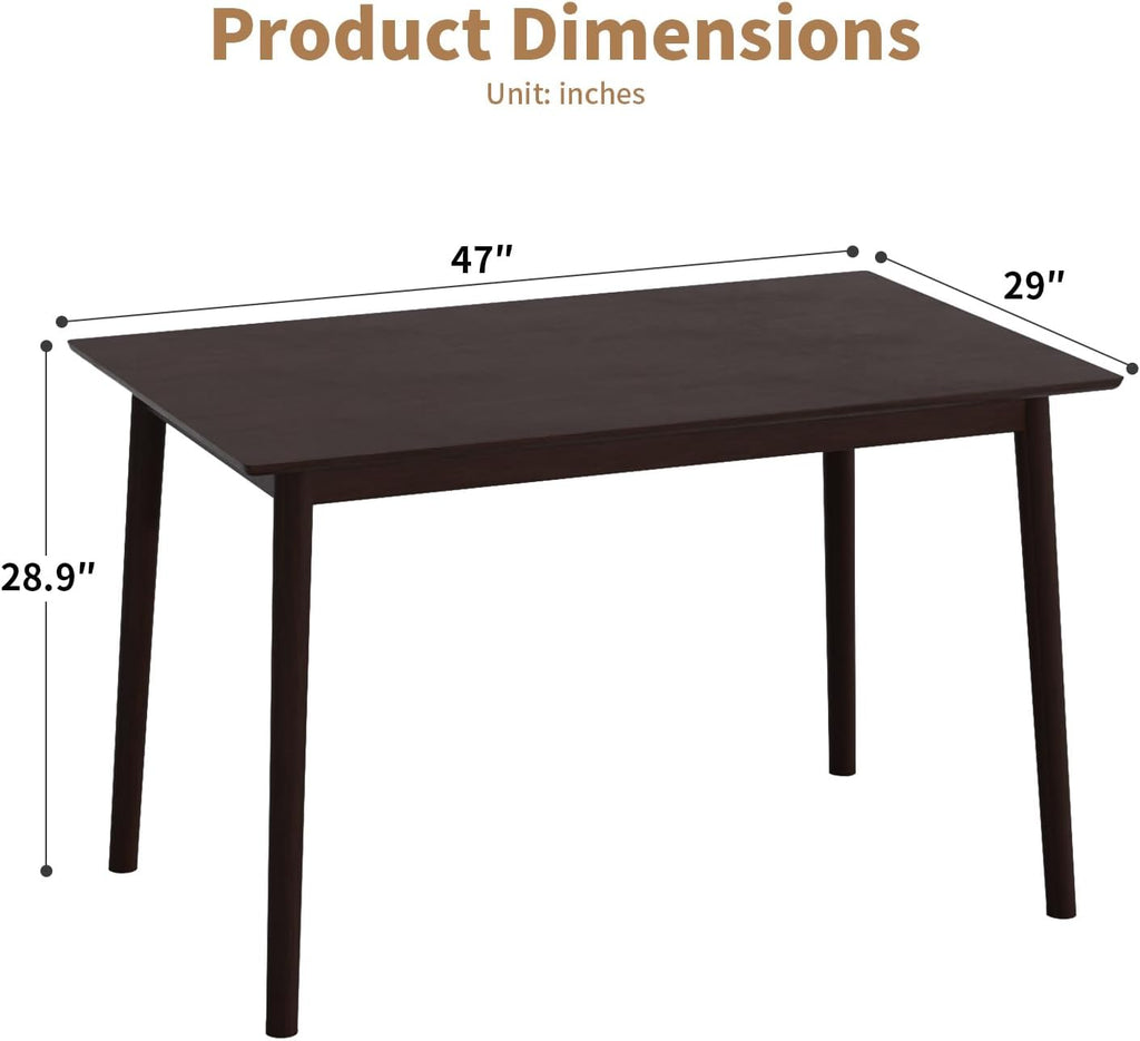 FDW 47 Inches Dining Table, Dining Room for 4 People, Small Rectangular Table for Kitchen, Quick Assembly, Small Spaces Modern Home Furniture Dinner Table, Espresso