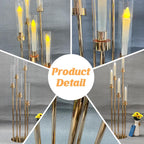 10 Set 5 Arm Golden Candle Holder with Acrylic Lampshade, 41.3'' Tall Candlesticks Holder for Christmas Wedding Housewarming Gift,Metal Candle Holders Candlestick Centerpiece,Fit 0.87'' LED Candle