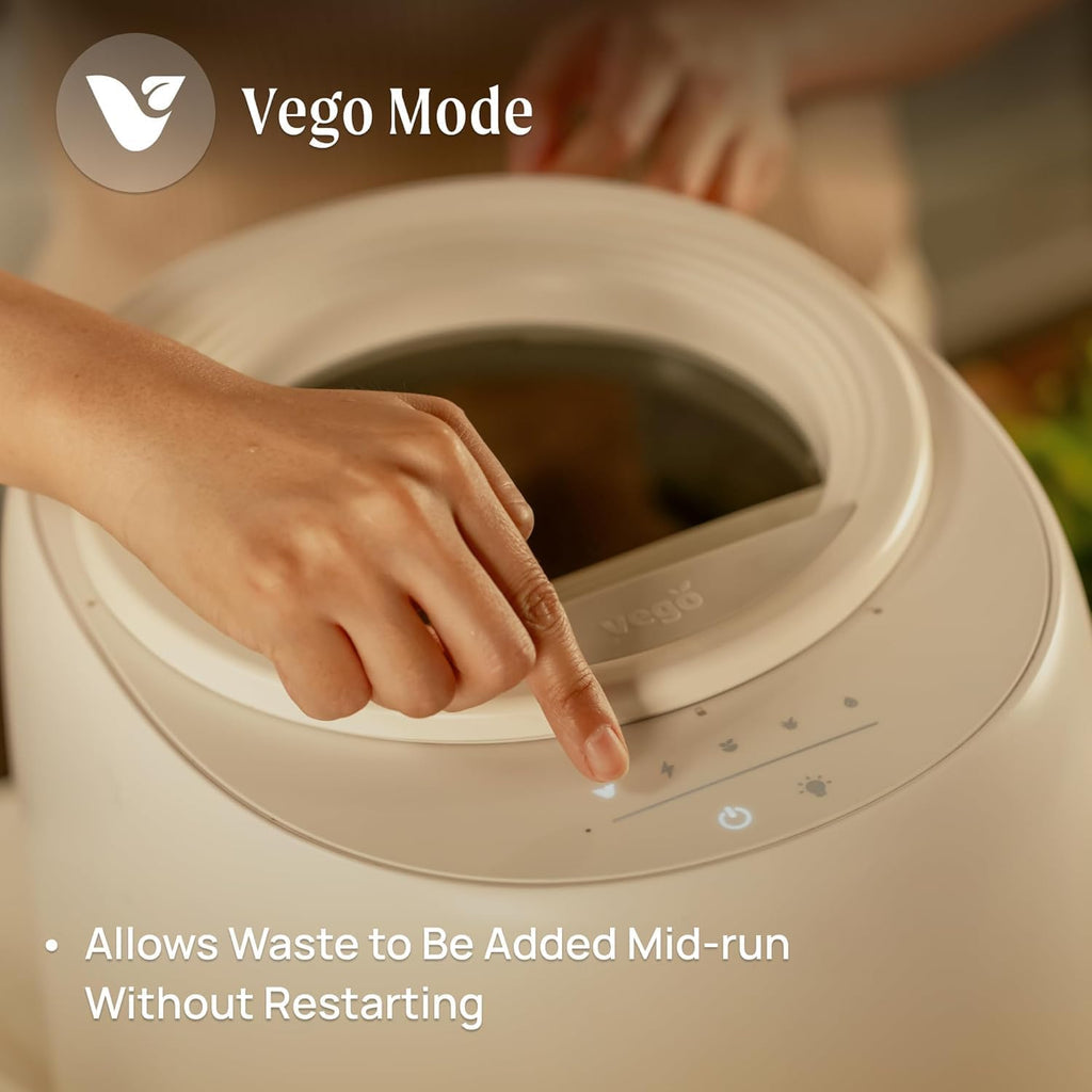 Vego Kitchen Composter, 4L Electric Composter Countertop 5 Modes Weight-Based Smart Compost Bin with App Odorless Auto-Cleaning Food Waste Compost Machine Indoor, Black