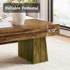LITTLE TREE Farmhouse Coffee Table, 47 Inches Living Room Table, Rectangular Wooden Accent Center Tables with Thick Base, Modern Low Cocktail Tea Furniture for Living Room (Walnut Brown)