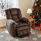 MCombo Large Triple Motor Power Lift Recliner Chair with Massage and Dual Heating, Adjustable Headrest for Tall Elderly People, Fabric 7634 (Coffee, Large)