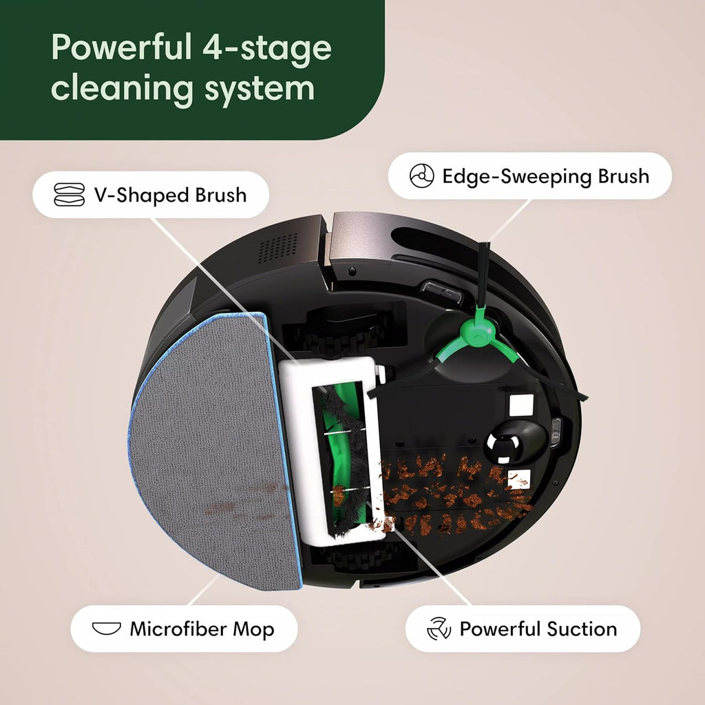 iRobot Roomba Robot Vacuum and Mop Combo (Y0140) - Vacuums & mops, Easy to use, Power-Lifting Suction, Multi-Surface Floors, Smart Navigation, Cleans in Neat Rows, Self-Charging, Bagless, Space-Saving