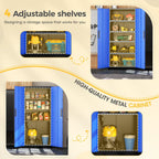 Greenvelly Metal Storage Cabinet, Steel Garage Cabinet with Doors and Adjustable Shelves, Metal Cabinet with Lock,Tall Metal Office Storage Cabinet for Garage,Home Office,School (Black Blue)