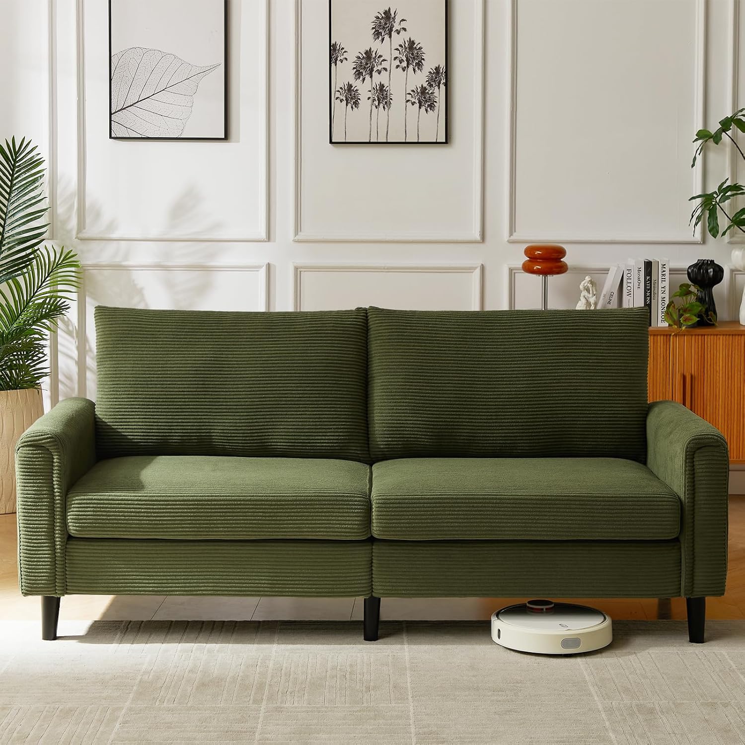 Brelice 80" Loveseat Sofa, Corduroy Couch for Living Room, 24.4" Extra Deep Seats, Mid Century Modern Oversized Love Seat for Bedroom, Office, Apartment and Small Space