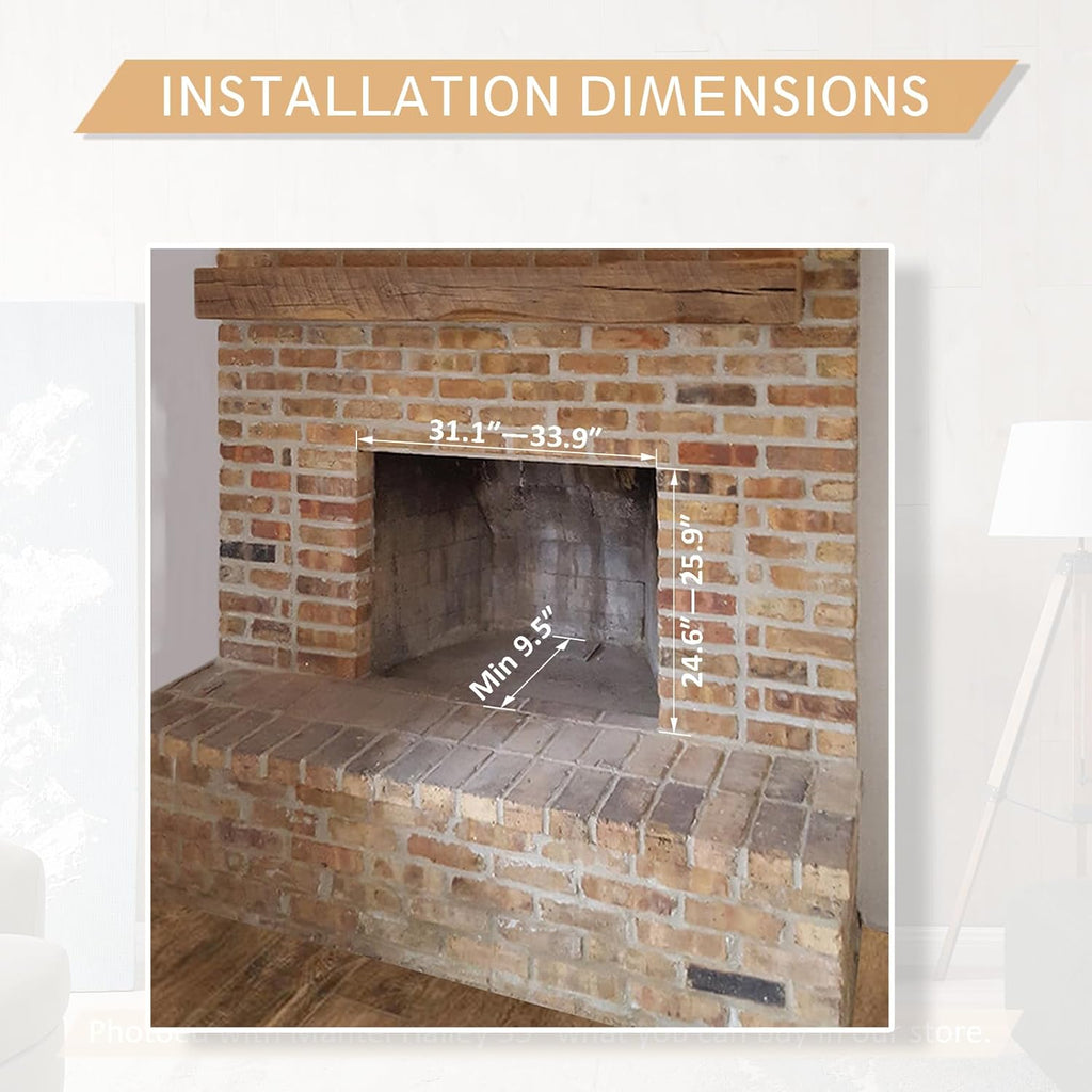 LegendFlame® Damon 35" W Electric Fireplace Insert with Glass Door and Mesh Screen (EF264B), Fireplace Heater 750/1500W, Fire Crackling Sound, Remote Control.