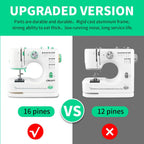Mini Sewing Machine for Beginners, 16 Built-in Stitches, 2-Needle Adjustable Speed, Portable Electric Household Sewing Machine with Complete Accessory Kit, Ideal for DIY Sewing Projects