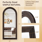 Rustic Standing Full Length Mirror Wood Frame, 71"X32" Large Arched Floor Mirror with Stand, Farmhouse Wood Mirror Full Length for Bedroom Living Room Entryway, Leaning or Wall Mounted, Brown