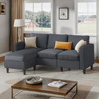 Shintenchi Modern Upholstered Sectional Sofa, L-Shaped Couch with Reversible Chaise for Living Room, New Corduroy Fabric