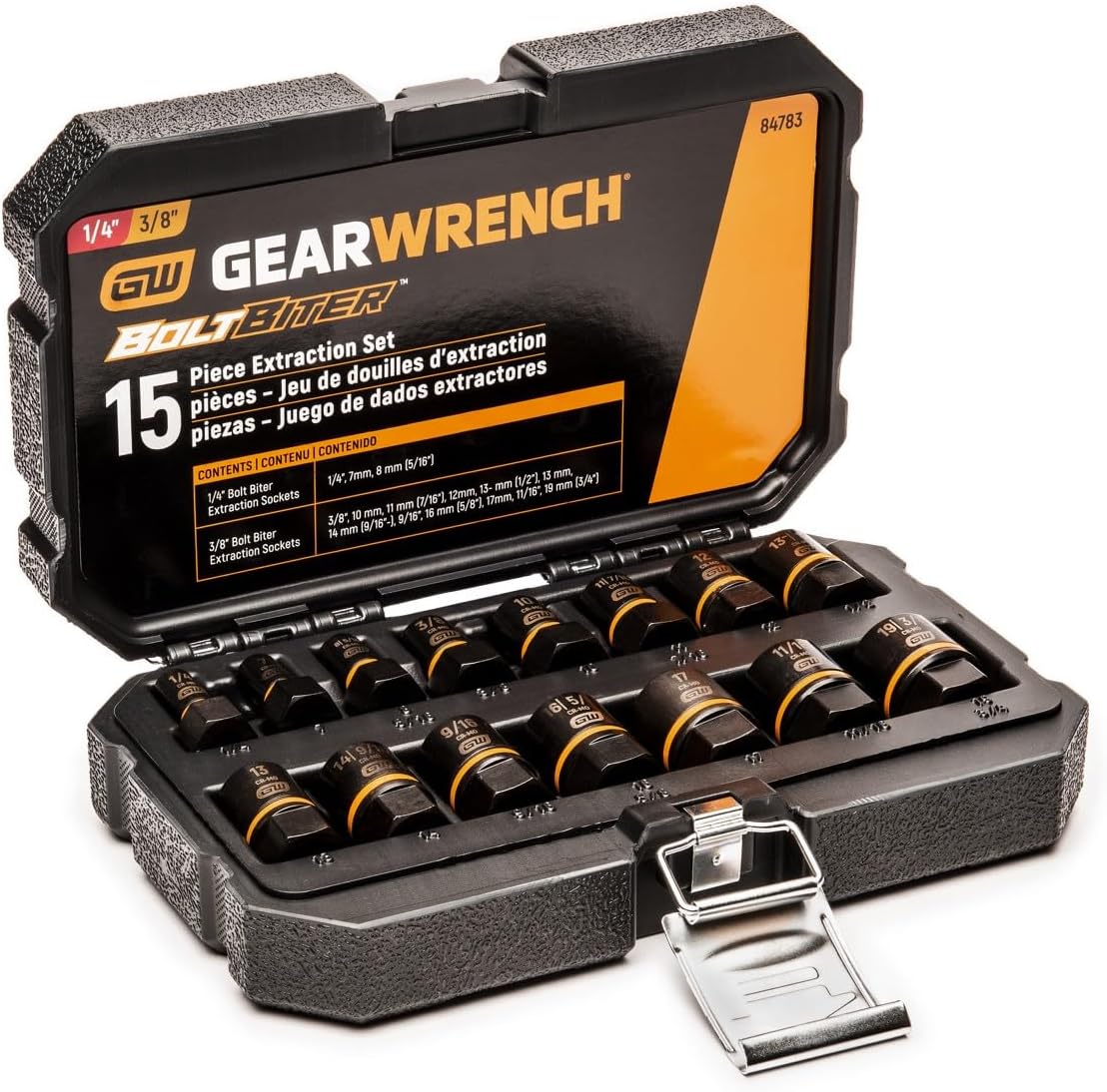 GEARWRENCH 15 Pc. 1/4" & 3/8" Drive Bolt Biter™ Impact Extraction Socket Set - 84783