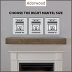 Handmade Fireplace Mantel Shelf, Extra Wide Rustic Wood Mantles for Over Fireplace, Wall Mounted Floating Mantel Shelves for Living Room Decor (Smoke Gray, 60 inches)