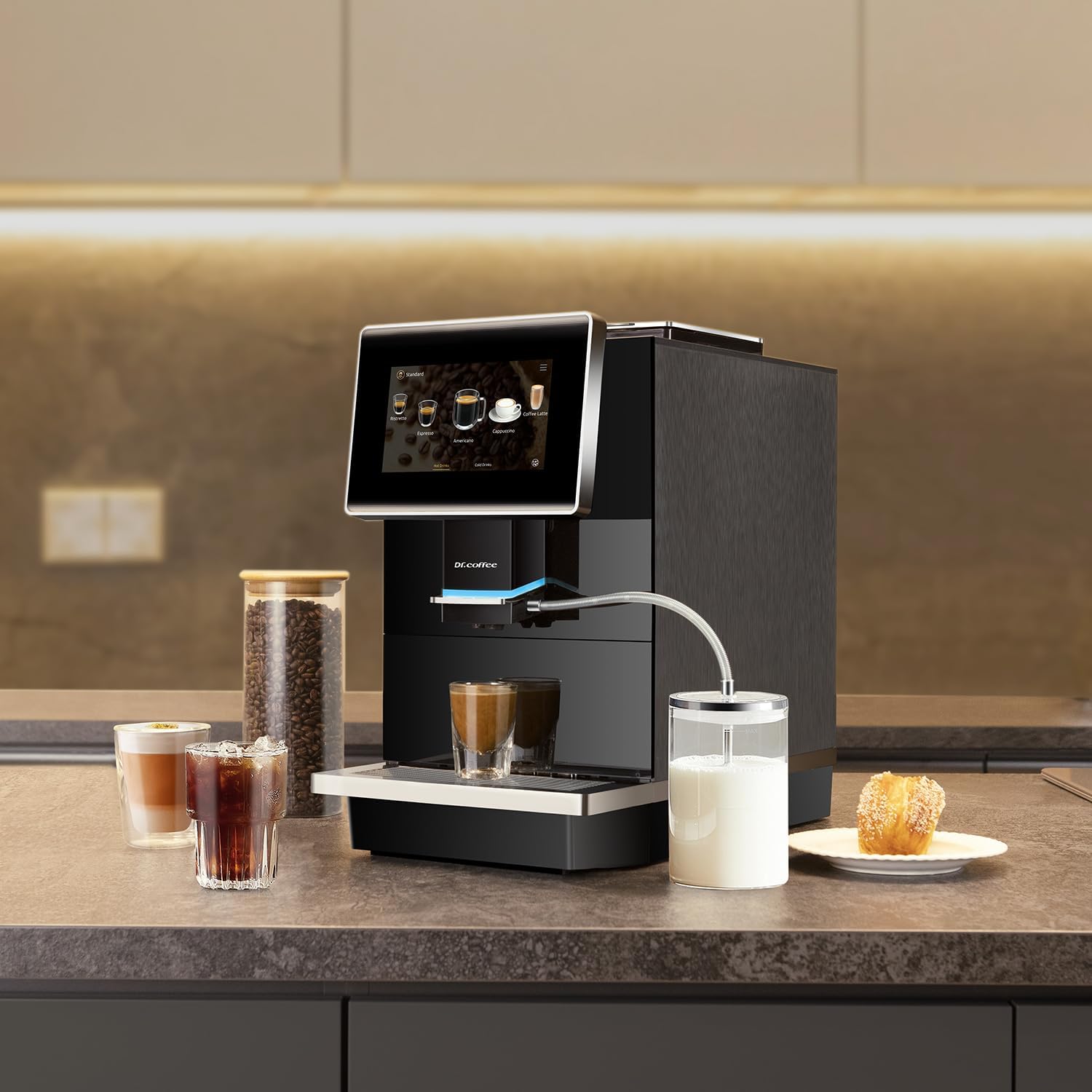 C11L Fully Automatic Espresso Machine – 15 Hot & Cold Coffees, Auto Clean Latte Go Coffee Maker, Silent Brew, Quick Start, Ceramic Grinder （Black）
