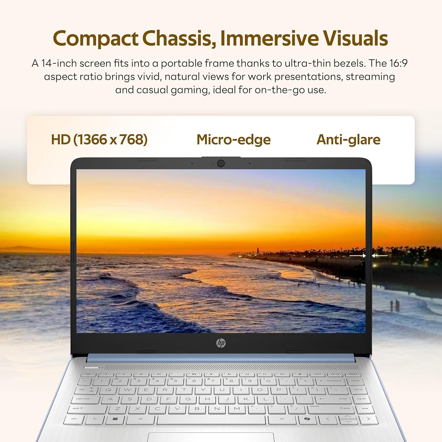 HP Stream 14" Laptop with AI Copilot  Flagship for Students & Business  13th Gen Intel 4-Core  4GB RAM  1.12TB Storage (128GB UFS + 1TB Docking Station)  Office 365 1-Year  Win 11 S  Sky Blue