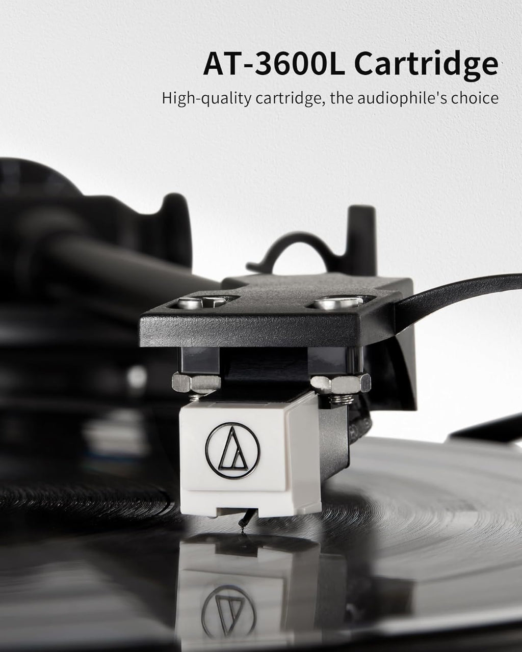 ANGELS HORN Bluetooth Turntable with Speakers  Vinyl Record Player System with AT-3600L  Built-in Phono Preamp  Belt Drive 2-Speed  Adjustable Counterweight  Pitch Control Hi-Fi Record Player System