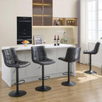 Bar Stools Set of 4, Adjustable Counter Height Bar Stools 24"-33", Modern Swivel Barstools with Backs, Black Kitchen Bar Chairs for Kitchen Island (Black, 4PCS)