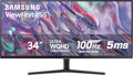 SAMSUNG 34" ViewFinity S50GC Series Ultra-WQHD Monitor  100Hz  5ms  HDR10  AMD FreeSync  Eye Care  Borderless Design  PIP  PBP  LS34C502GANXZA  2023  Black
