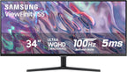 SAMSUNG 34" ViewFinity S50GC Series Ultra-WQHD Monitor  100Hz  5ms  HDR10  AMD FreeSync  Eye Care  Borderless Design  PIP  PBP  LS34C502GANXZA  2023  Black