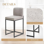 Sophia & William Light Grey Bar Stools Set of 3, Modern PU Leather Counter Height Barstools with Back, 24" Kitchen Island Bar Chairs