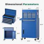 Greenvelly Tool Chest, 5-Drawer Rolling Tool Chest with Hooks and Lockable Wheels, Detachable Top Tool Box, Toolbox with Wheels, Rolling Tool Box for Mechanics Garage Workshop and Tool Room (Blue)