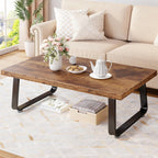 HSH Rustic Coffee Table, Industrial Wood and Metal Center Table, Farmhouse Minimalist Oak Coffee Table for Living Room, Modern Rectangular Wooden Tea&Coffee Table for Bedroom Home, Rustic Brown, 39 In