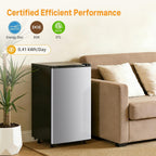 Mini Fridge with Freezer, 3.2 Cu.Ft Mini Refrigerators, Small Beverage Fridge with Adjustable Thermostat, for Bedroom, Office, Dorm, Single Door, Quiet & Energy Saving, Silver