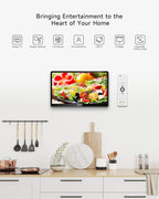 SYLVOX Kitchen TV  Small Smart TV for Kitchen  15.6 inch 1080P Full HD Under Cabinet TVs  Google Smart Television with Voice Remote Control WiFi Bluetooth Chromecast 2 Speakers  Compact & Foldable