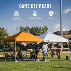 CROWN SHADES 10x10 Pop Up Canopy - Beach Tent with One Push Setup - Easy Outdoor Sun Shade for Events, Parties, Camping - Gazebo with STO-N-Go Cover Bag, Silver Coated Top, Orange