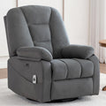 Power Swivel Rocker Recliner with Massage and Heat, USB and Type-C Port, Infinite Position, Electric Glider Rocking Chairs Living Room, Soft Fabric Reclining Sofa Chair (Velvet Grey)