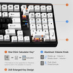 MCHOSE UT98 Wireless Mechanical Keyboard Compact Gaming Keyboard with Knob Tri-Mode Connection Hot Swappable Custom Creamy Keyboard Gasket Structure Pre-lubed Linear Switches RGB Classic ICY
