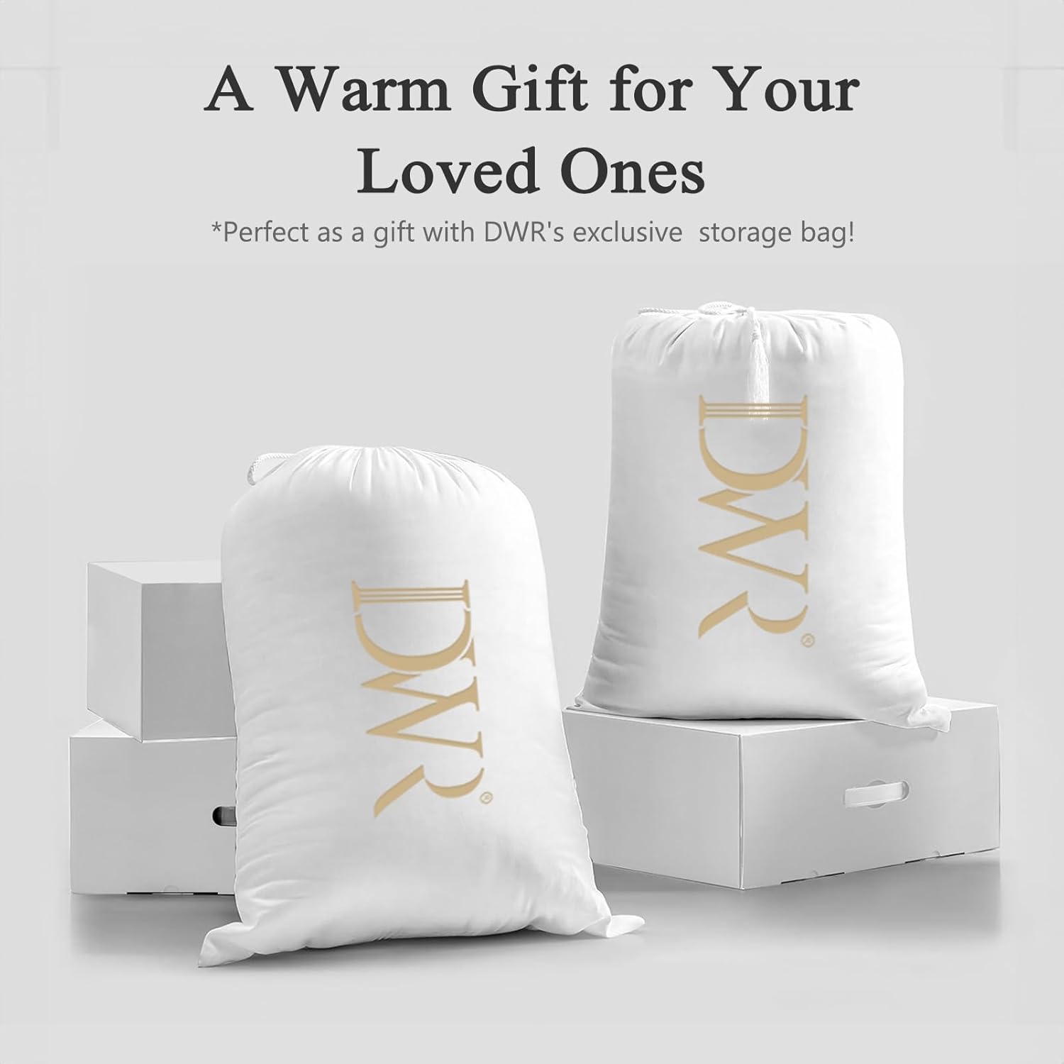 DWR Superior Luxury Feather Down Comforter King Size, Ultra-Soft Rose-Silk Cotton-Blend Fabric, High FP All Season Medium Warmth Bed Duvet Insert(106"x90", White)