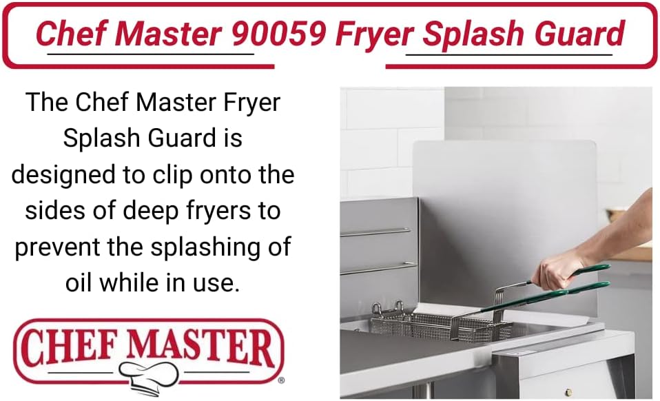2-Pack Commercial Fryer Splash Guard by Chef Master, 18-Gauge Stainless Steel Universal Fit Oil Splatter Guard, 20.5 x 15" Splatter Screen, Oil Splash Guards for Kitchen & Restaurants Deep Fryer-90059