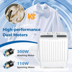 COSTWAY Portable Washing Machine, Twin Tub 20 Lbs Capacity, Compact Laundry Washer(12 Lbs) and Spinner(8 Lbs), Durable Design, Timer Control, Perfect for RV, Apartments and Dorms, Grey+White