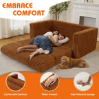 HABUTWAY Folding Sofa Bed, 2 in 1 Convertible Sleeper Chair with Armrest, Portable Fold Out Chair Bed, Comfy Floor Couch, Multi-Functional Lazy Sofa for Living Room Bedroom Dorm Home Office, Caramel