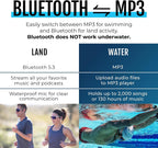 H2O Audio TRI 2 Multisport Waterproof Bone Conduction Open Ear Headphones  Bluetooth 5.3 for Running and Cycling  MP3 Mode for Swimming  8GB Memory  8.5-Hour Battery  Black/Blue