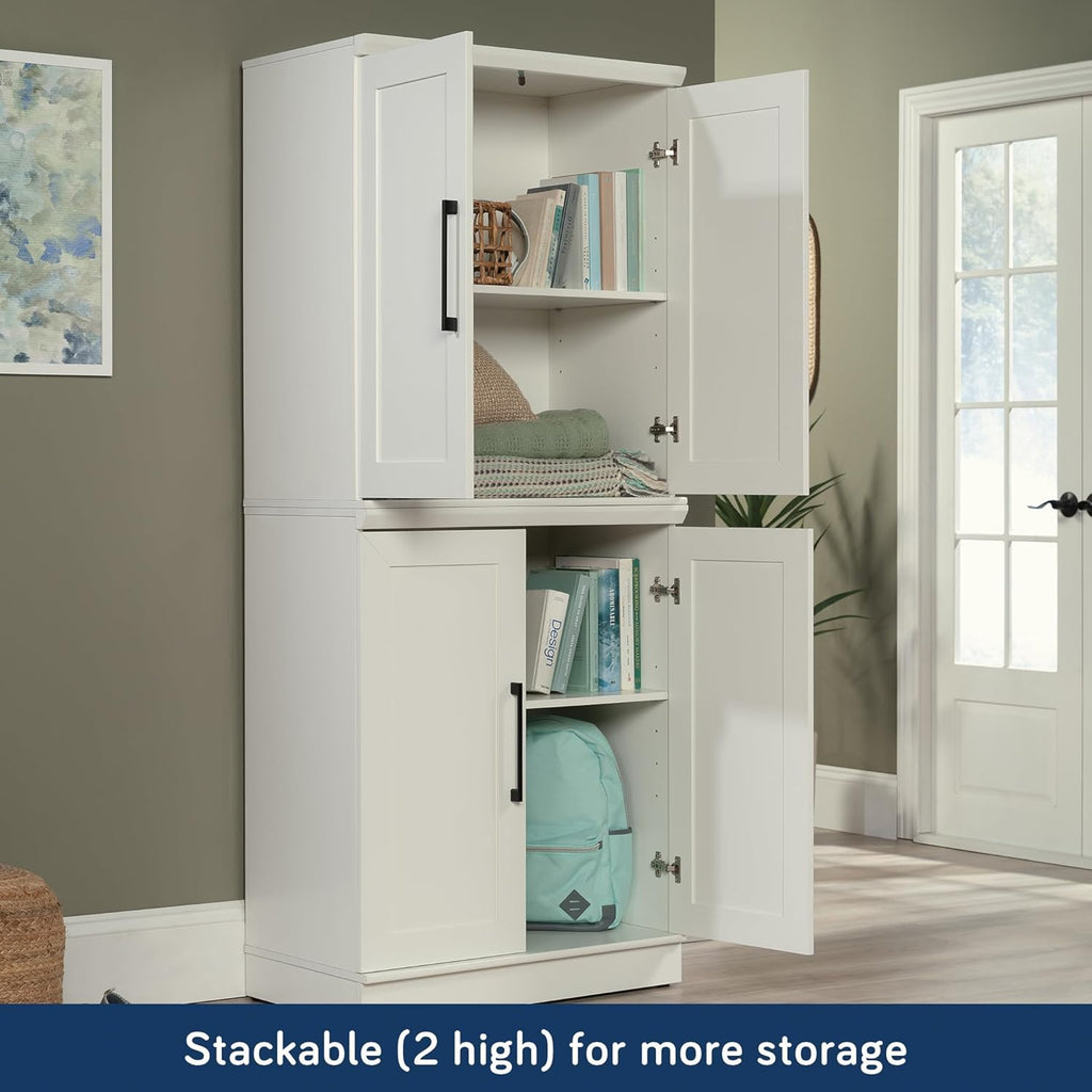 HomePlus Small Kitchen Pantry Storage Cabinet with Adjustable Shelves, Living Room Storage Cabinet, Soft White Finish