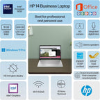 HP 14" Laptop 2025 Business Student Slim Computer  Lifetime MS Office  Copilot AI  Quad-Core Intel CPU  16GB RAM  628GB Storage (128GB UFS+500GB Ext)  MarxsolAccessory  Wi-Fi 6  Win 11 Pro  Green