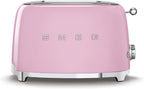 SMEG 2 Slice Toaster with 6 Presets and Defrost Function and Removable Crumb Tray TSF01PKUS, Pink