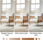 CHITA Braid Accent Chair Set of 2, Modern Armchair with Solid Wooden Armrest for Living Room and Bedroom, Boho Reading Chair, Cream