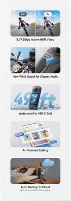 Insta360 X5 Essentials Bundle-8K Waterproof 360 Action Camera|Bundle Includes Selfie Stick  Extra Battery  Utility Fast Charge Case  Standard Lens Guards  Lens Cap  Carry Case