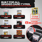 VALUN 160+ 4 ROW Graded Card Storage Box; Durable Sports, PSA Card Storage Box - Organizer Slab for Your Collection - For Baseball, Football, TCG, MTG Cards - Top Loader Design