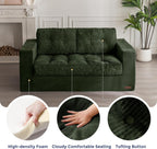 MAXYOYO Loveseat Sofa Couch for Living Room, Boneless Couch with Tufted Cushion & Backrest, Upholstered Floor Sofa for Adults, No Assembly Required, Dark Green