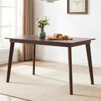Giantex Dining Table for 4, 48" Rectangular Wooden Kitchen Table with Solid Rubber Wood Legs, Mid Century Modern Dinner Table for Dinette, Living Room, Home Office (Walnut)