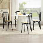 Solid Wood Dining Chairs Set of 2 Mid-Century Modern Rattan Kitchen Room Chairs with Backrest Bentwood Side/Desk Chairs for Dining/Living Room,Home, Black Wood