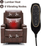 Triple Motor Power Lift Recliner Chair with Adjustable Lumbar Support, Lay Flat Recliner for Elderly, Breathable Brown Leather Recliner, Lift Chair Massage & Heating, USB Ports, Cup Holders