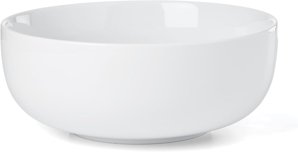 Oneida Serveware, 24 Seven 3-Piece Nesting Bowl Set With Wood Stand, Porcelain Material Wooden Stand, Home And Kitchen, Dishwasher And Microwave Safe, Serving Bowls, Salad Bowl (White, 4 Pieces)