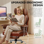 COMHOMA Big and Tall Office Chair, High Back Leather Gaming Chair with Footrest, Executive Ergonomic Office Chairs with Pocket Spring Lumbar Support and with Outward Fixed Soft Armrests