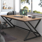 LVB Rustic Large Computer Desk, Extra Long Industrial Home Office Desk, Wood Pc Writing Work Study Computer Table Desk, Farmhouse Workstation Gaming Executive Desk for 2 Person, Rustic Oak, 78.7 Inch
