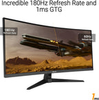 ASUS TUF Gaming 34” Ultra-Wide Curved Monitor (VG34VQ3B) – 21:9 QHD (3440x1440)  180Hz  1ms  Extreme Low Motion Blur Sync  FreeSync Premium  Speaker  90% DCI-P3  DisplayWidget Center  3 yr Warranty