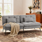COMHOMA Convertible Futon Sofa Bed, 72″Fabric Futons Couch with Adjustable Backrest, Folding Sleeper Recliner for Living Room Furniture (Grey)